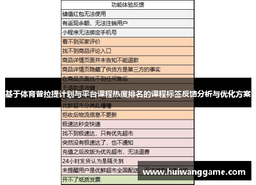 基于体育普拉提计划与平台课程热度排名的课程标签反馈分析与优化方案