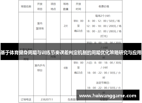 基于体育健身周期与训练节奏误差判定机制的周期优化策略研究与应用